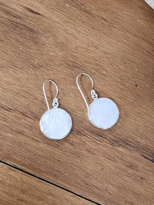 TMOVJ - Paua Pearl/White Shell/Mother of Pearl Two-Sided Earrings. 15mm