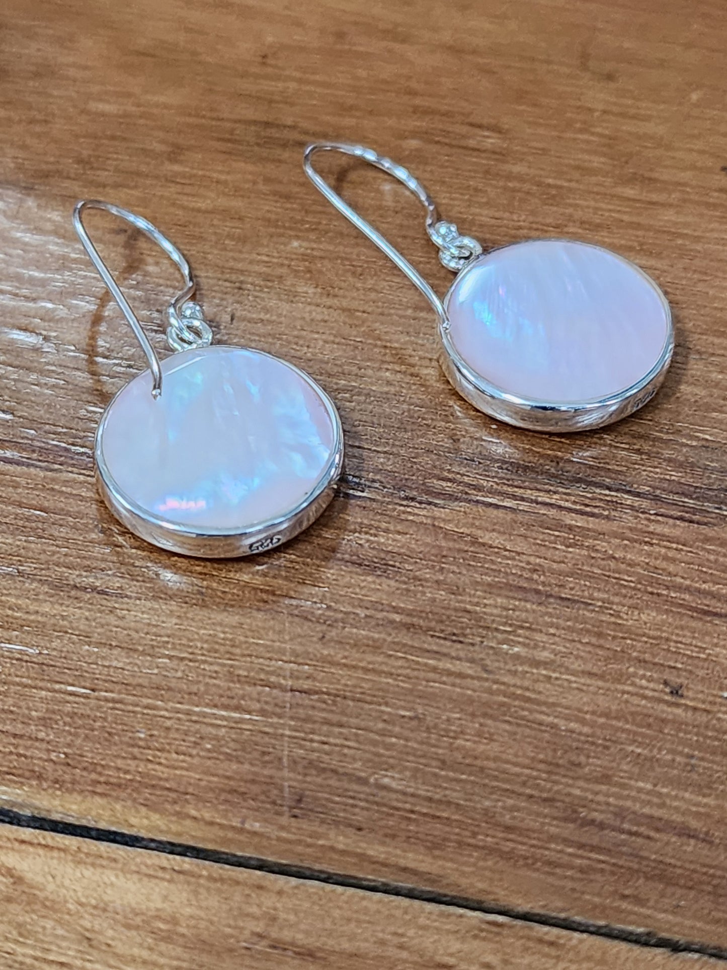 TMOVJ - Paua Pearl/White Shell/Mother of Pearl Two-Sided Earrings. 15mm
