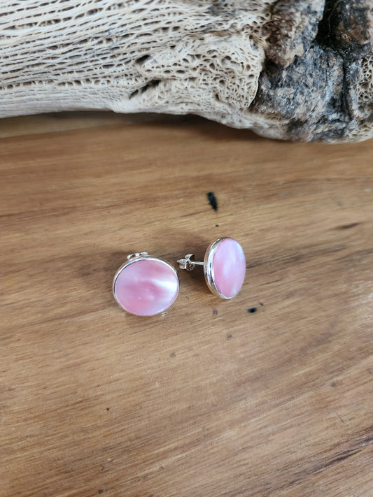 TMOVJ - Pink Mother of Pearl Shell Stud Earrings