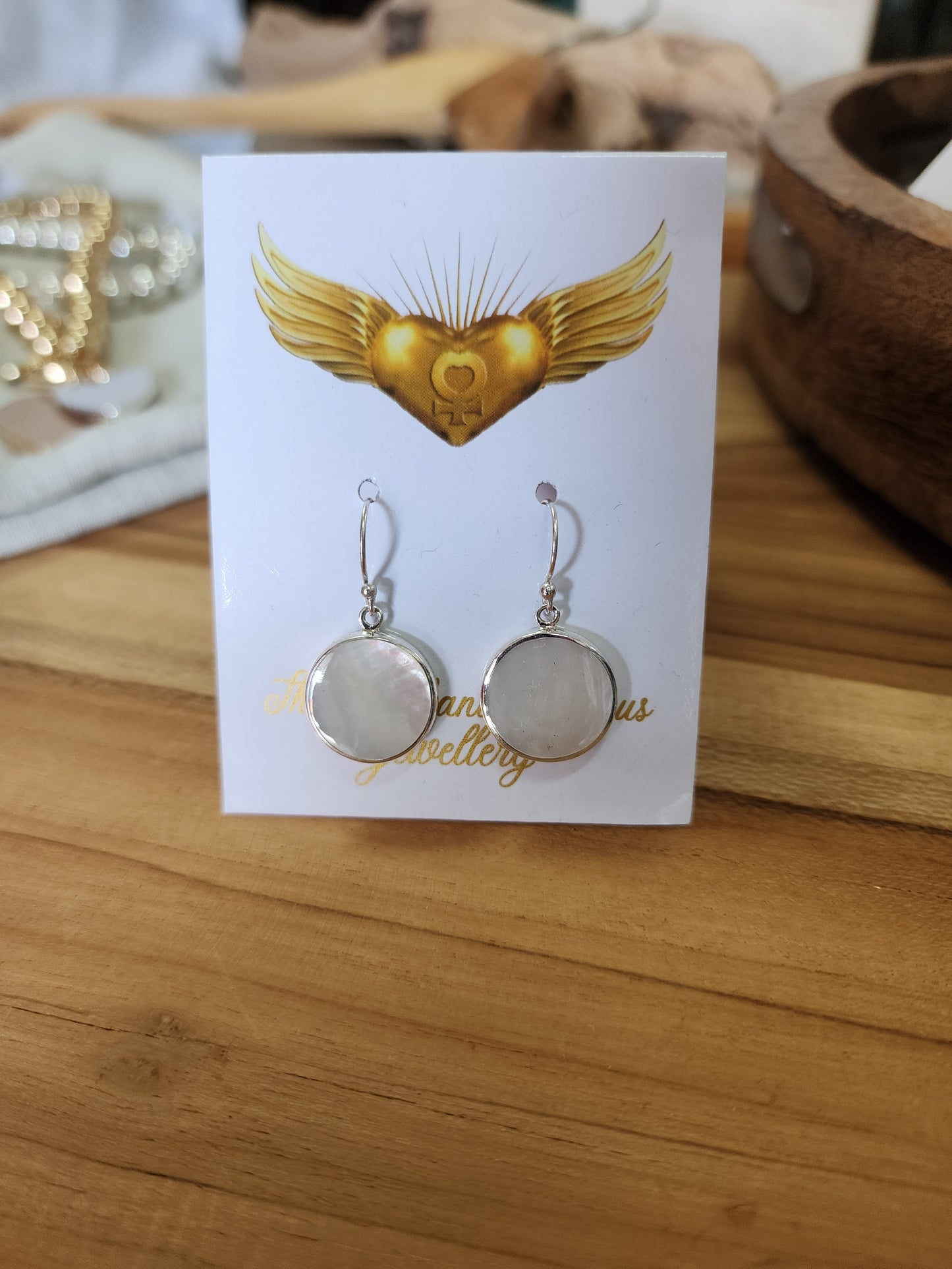 TMOVJ - Paua Pearl/White Shell/Mother of Pearl Two-Sided Earrings. 15mm
