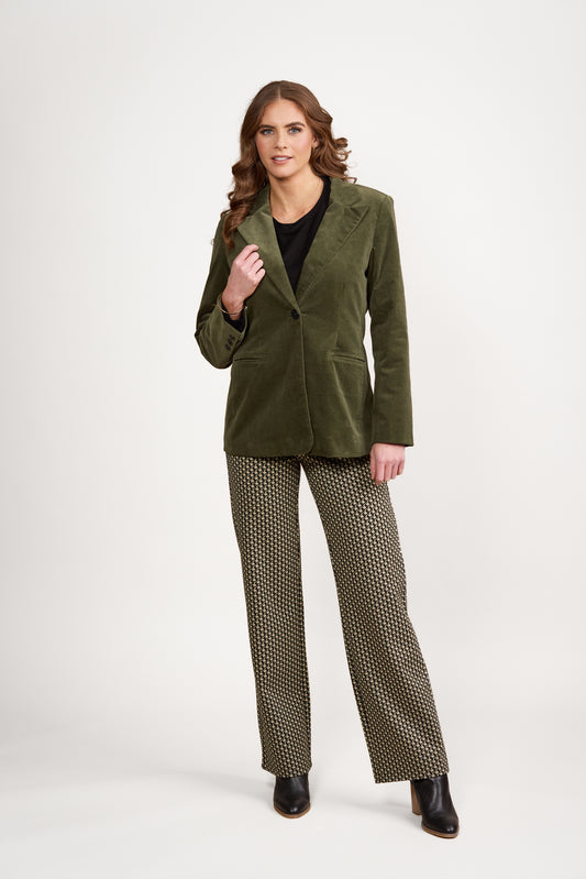 Vassalli - Shaped Pinwale Cord Blazer | Deep Sage 2063M