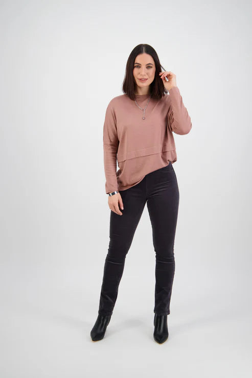 Vassalli - Slim Leg F/L Pinwale Cord Pull On | Charcoal 234M