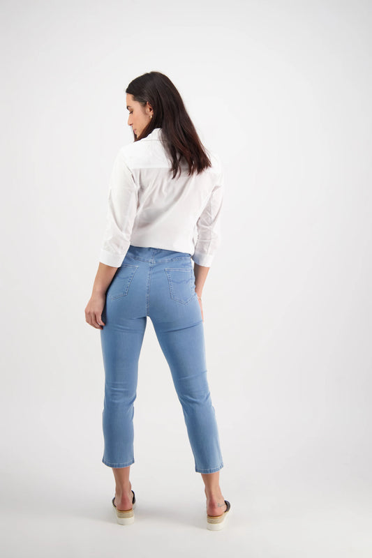 Vassalli - Slim Leg 7/8 Length Lightweight Denim Pull On Ice | V274