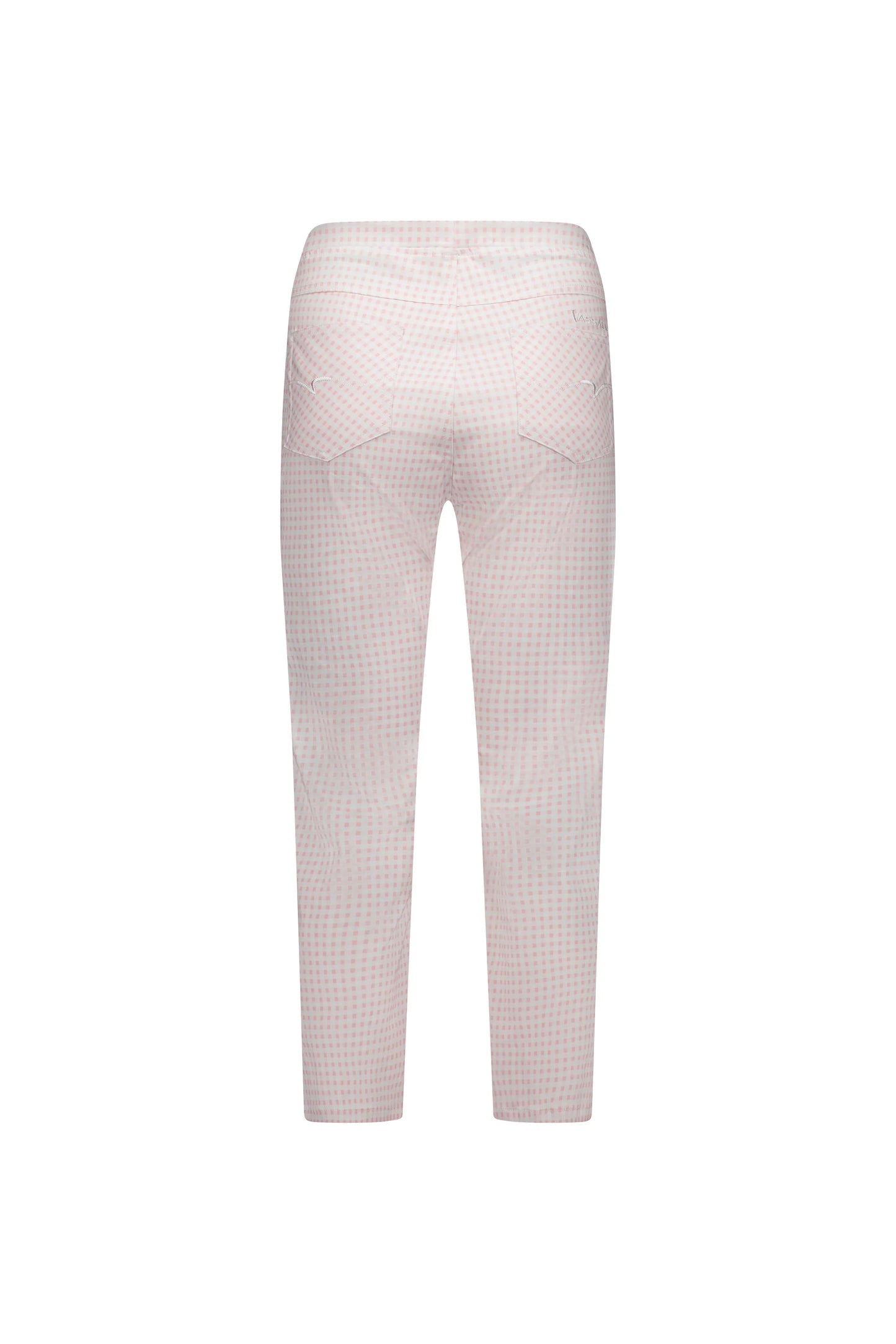Vassalli - Printed Slim Leg 7/8 Length Pull On Pink Gingham | 274LW
