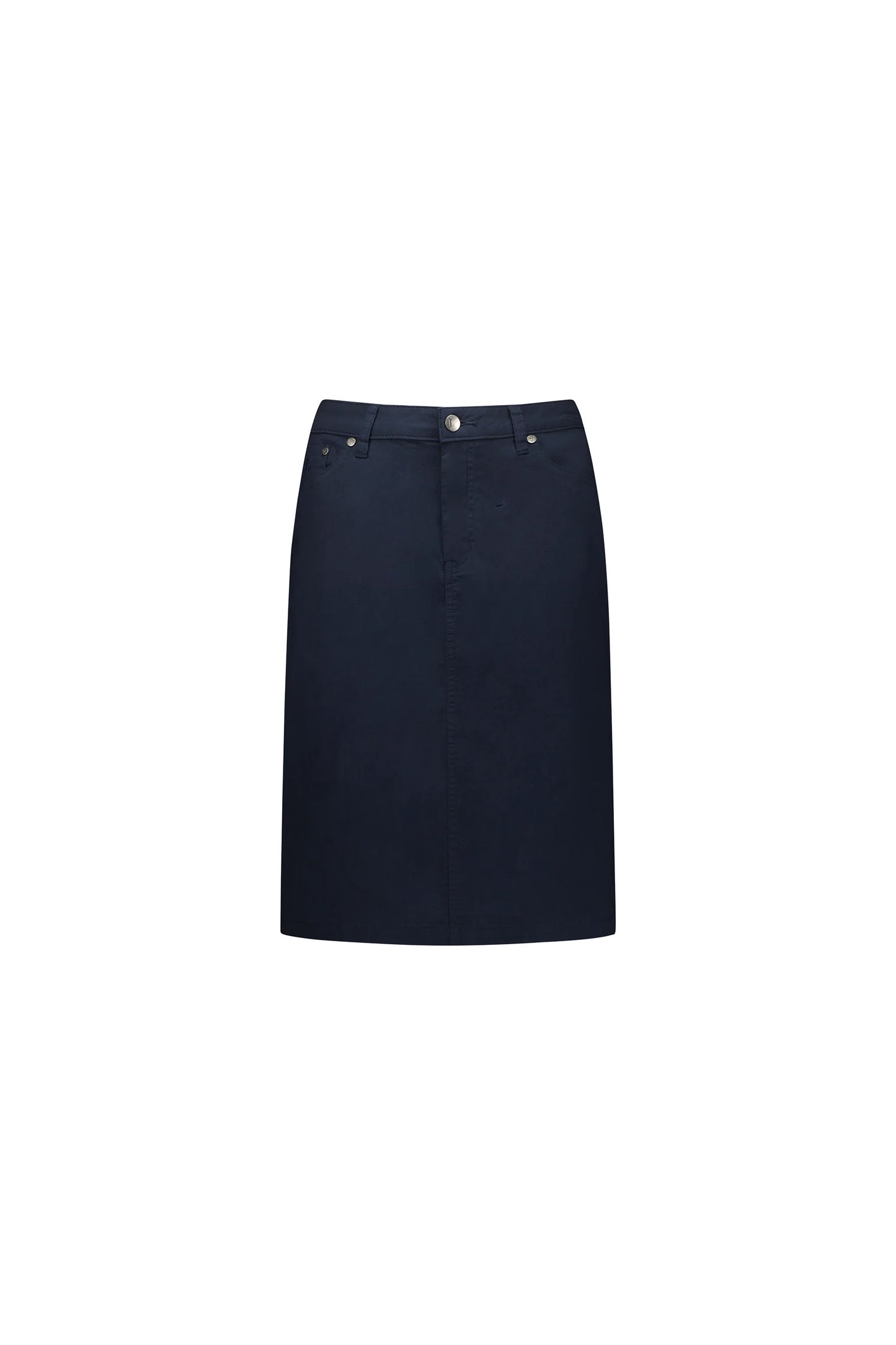 Vassalli - Poplin Skirt with Back Vent - Navy 372AVP