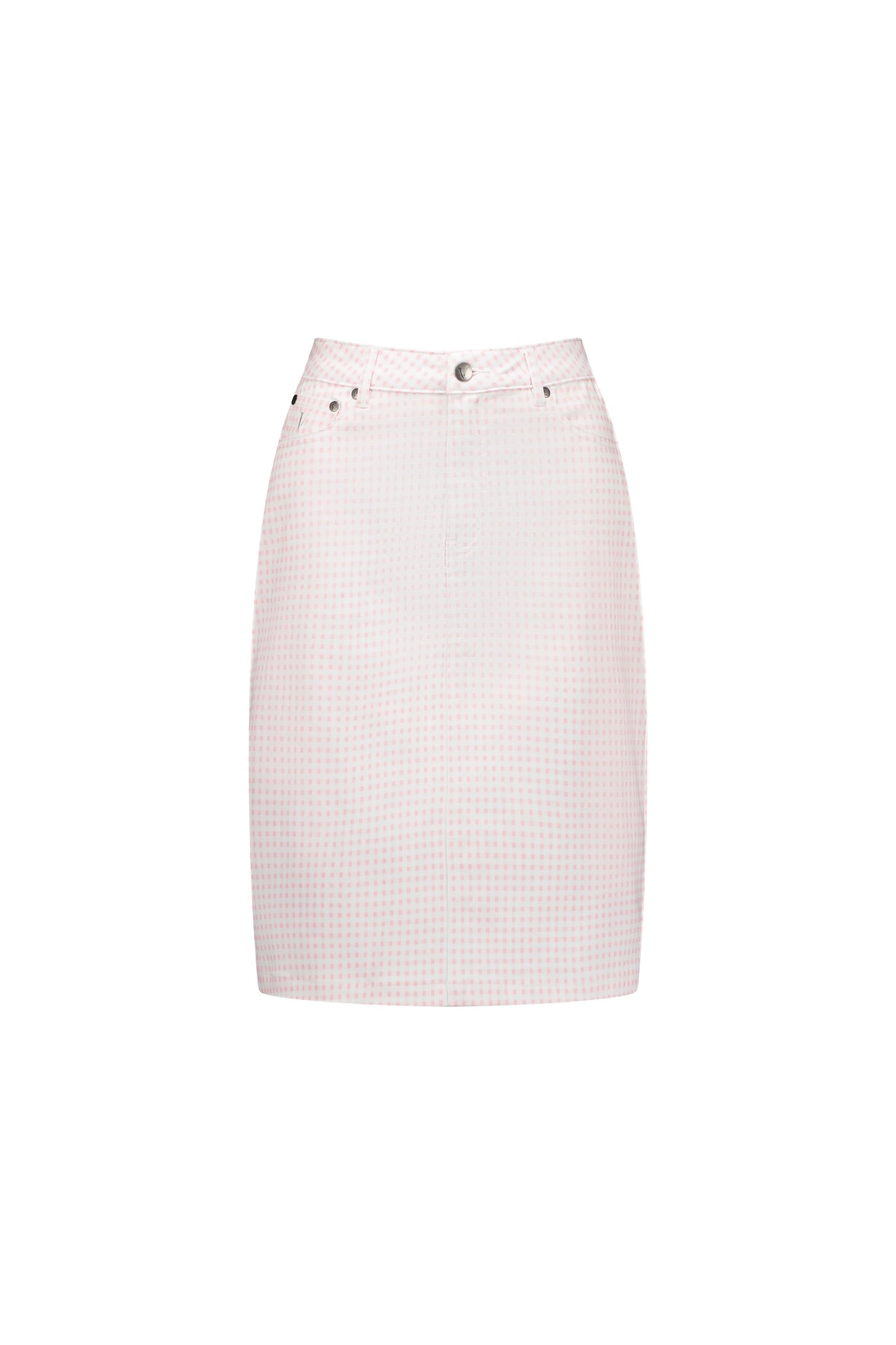 Vassalli - Printed Lightweight Skirt Pink Gingham | 372AV