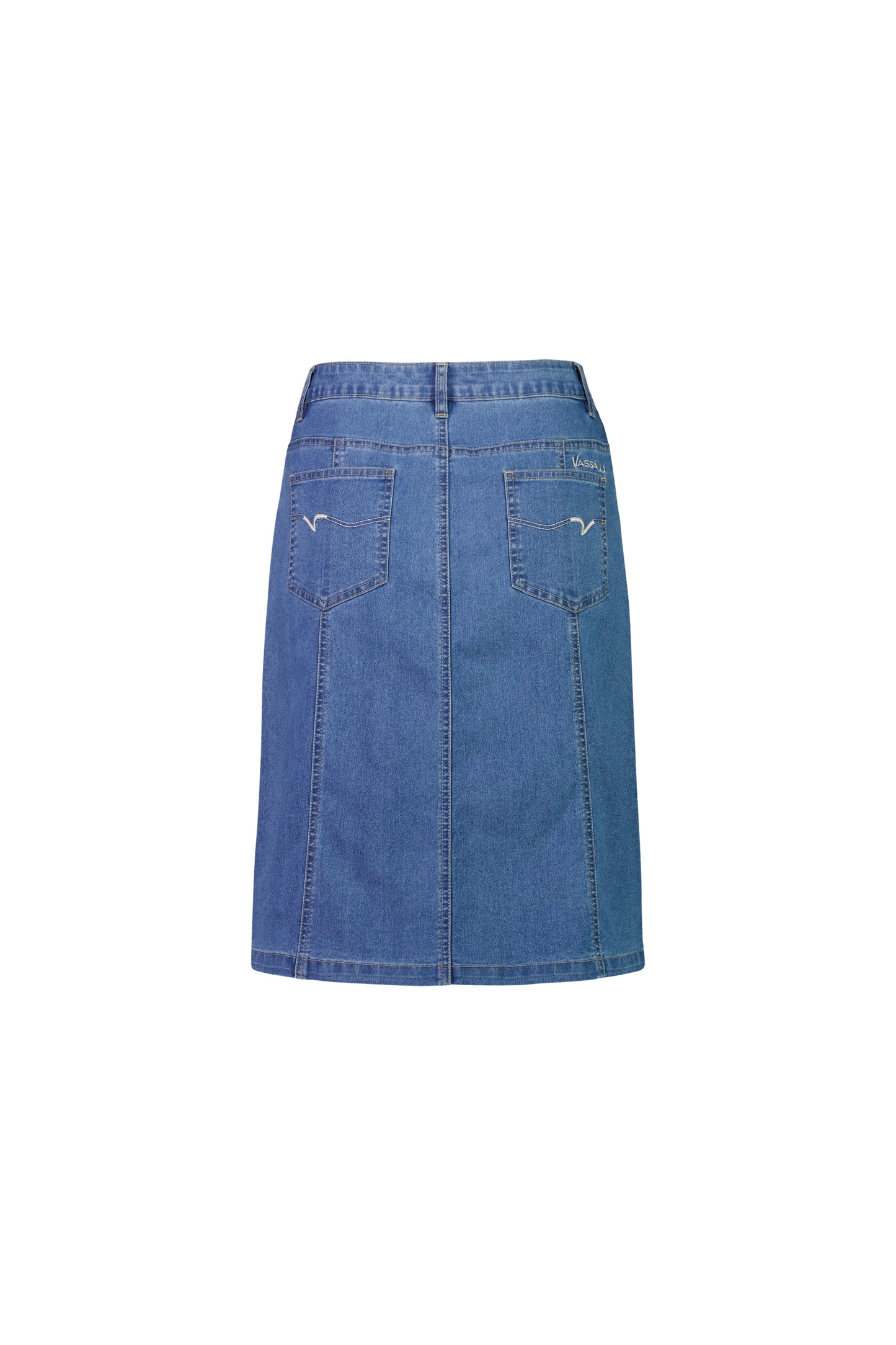 Vassalli - Contrast Stitch Denim Skirt - Light Denim | V372CS