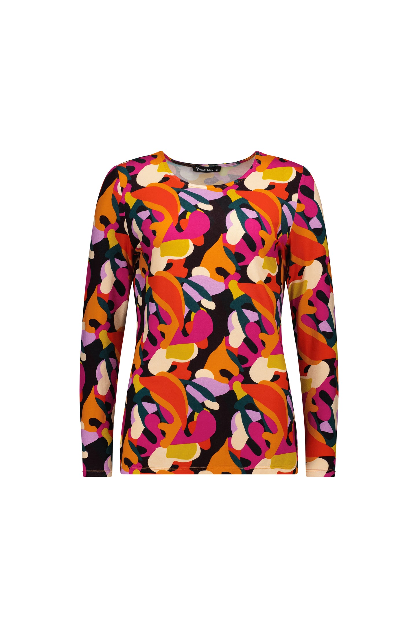 Vassalli - Long Sleeve Round Neck Printed Knit Top Aura | 4310