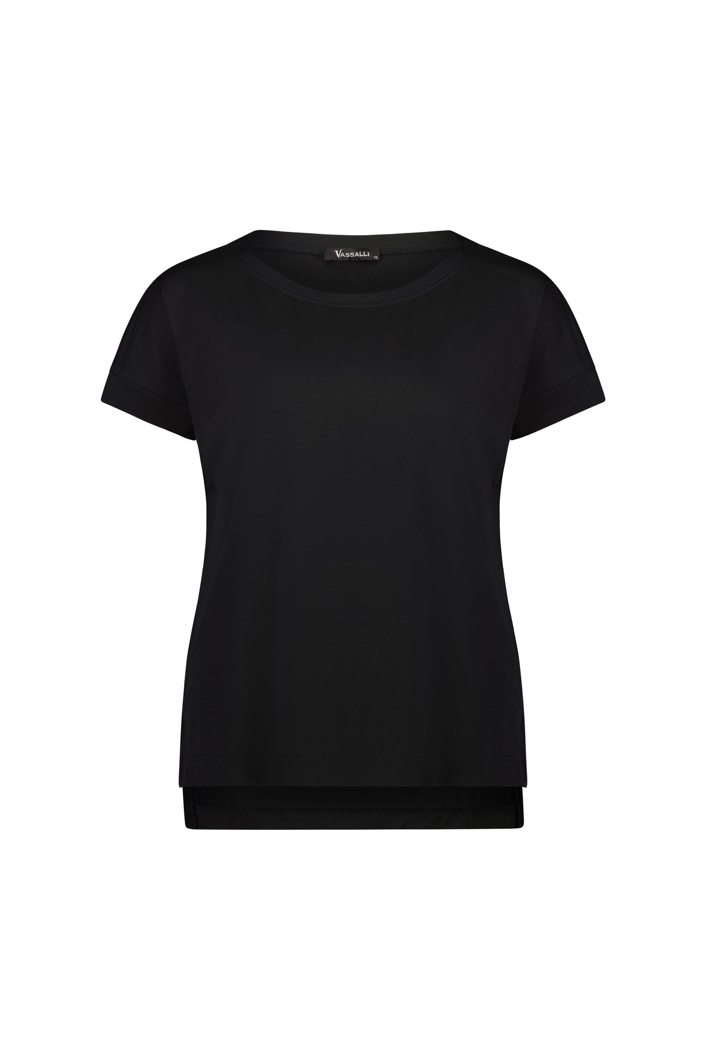 Vassalli - Drop Sleeve Top with Stepped Hem - Black | V4363