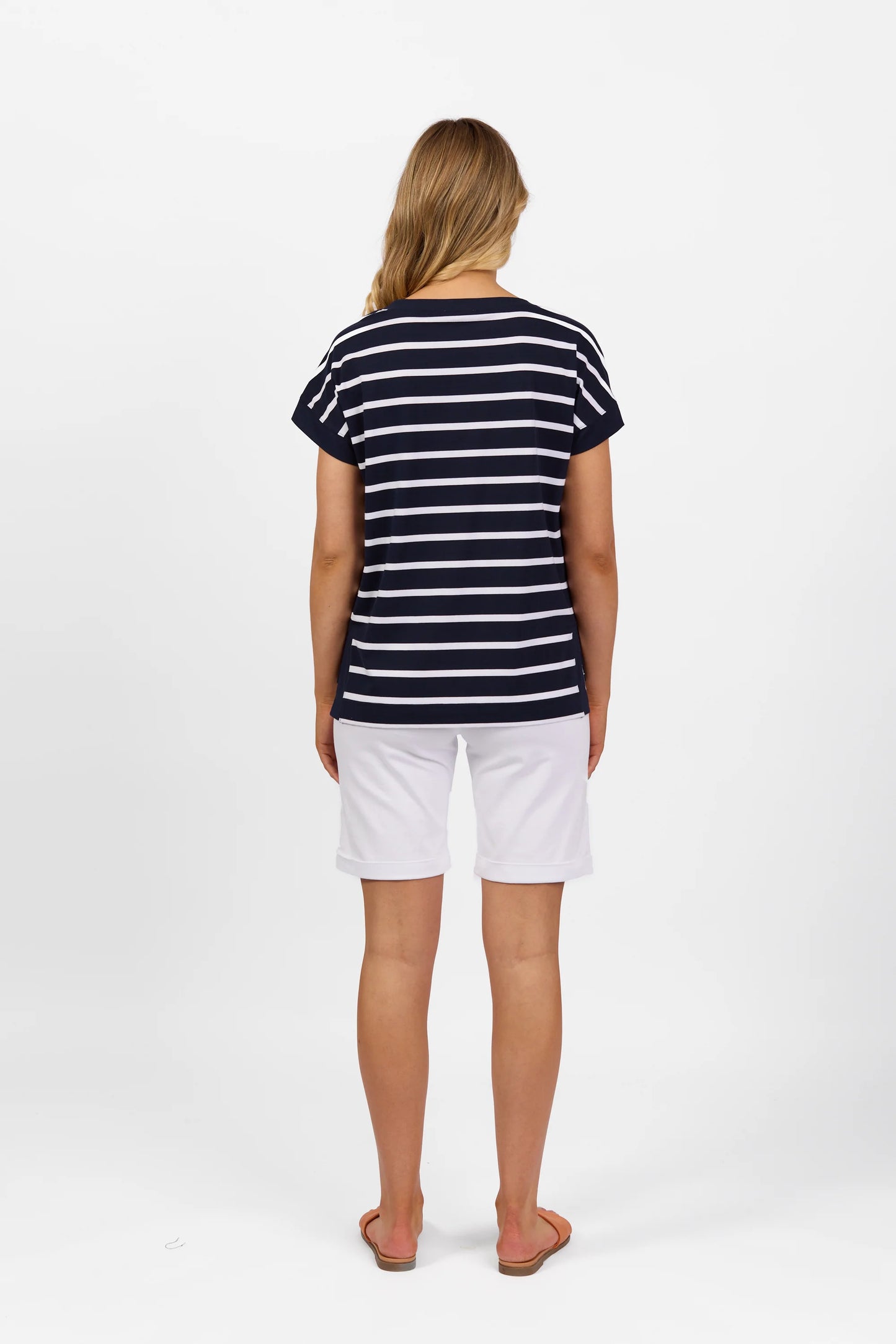 Vassalli - Drop Sleeve Top Ink/White Stripe | 4363S