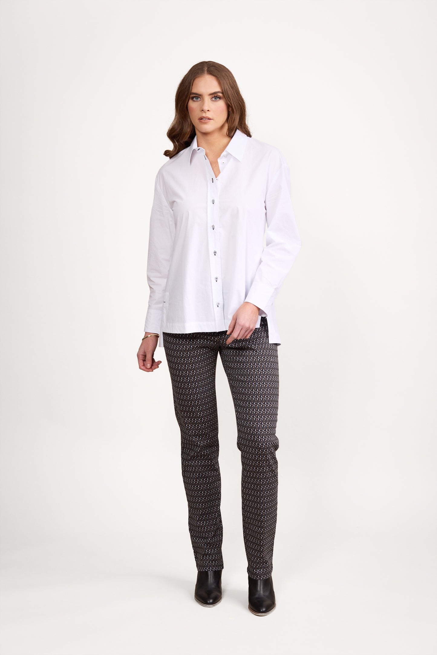 Vassalli - Contrast Stitch Shirt | White/Ink 4441