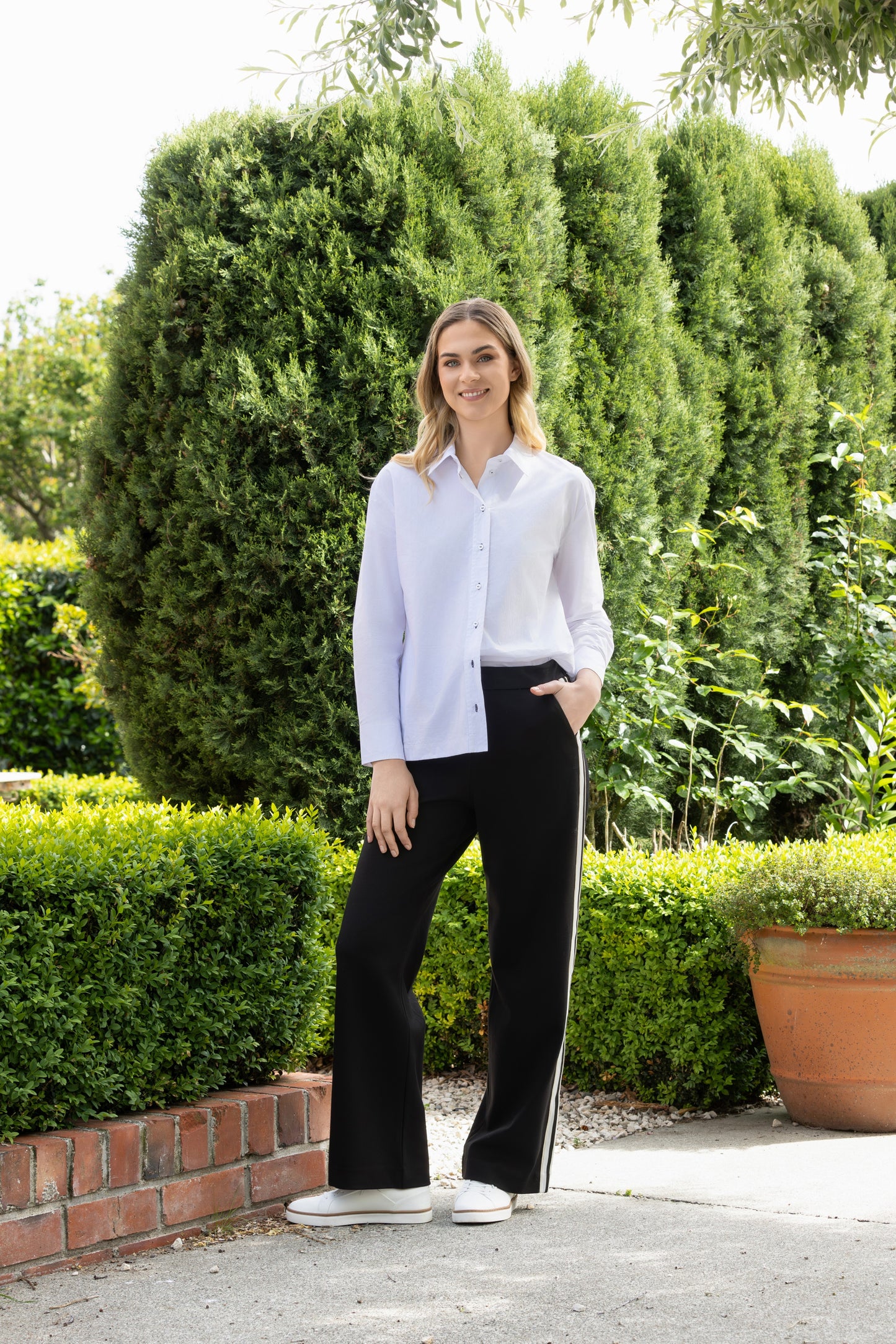 Vassalli - Contrast Stitch Shirt | White/Ink 4441