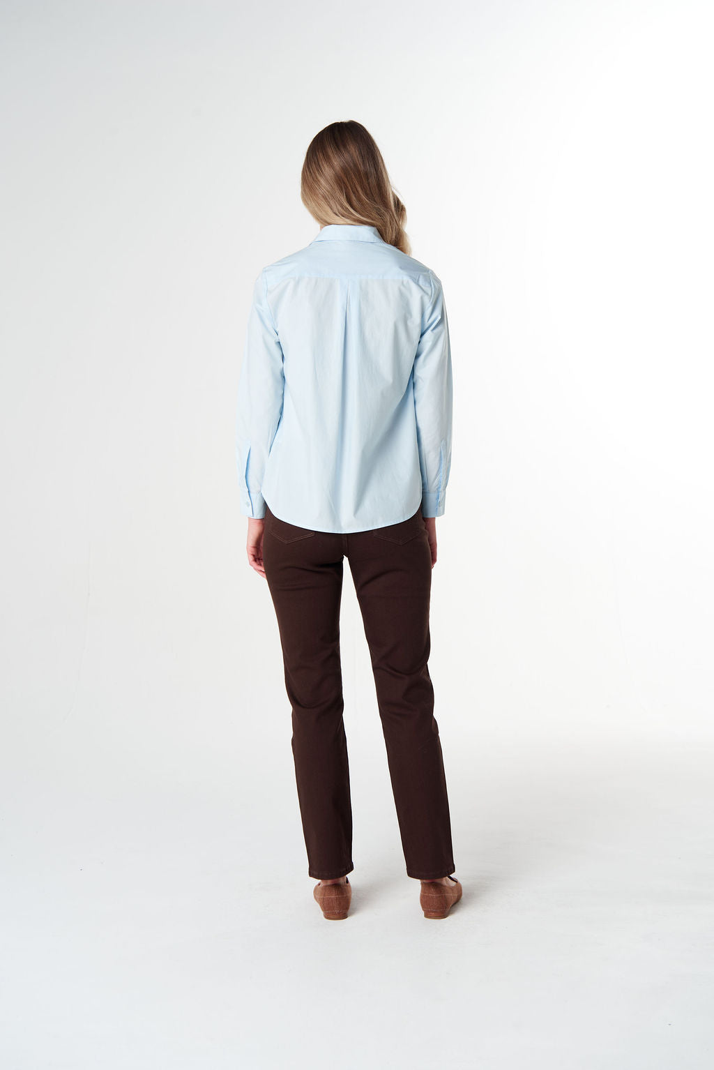 Goondiwindi Cotton - Pearl Ruffle Cotton Shirt - Skyride Blue | 4453-W26