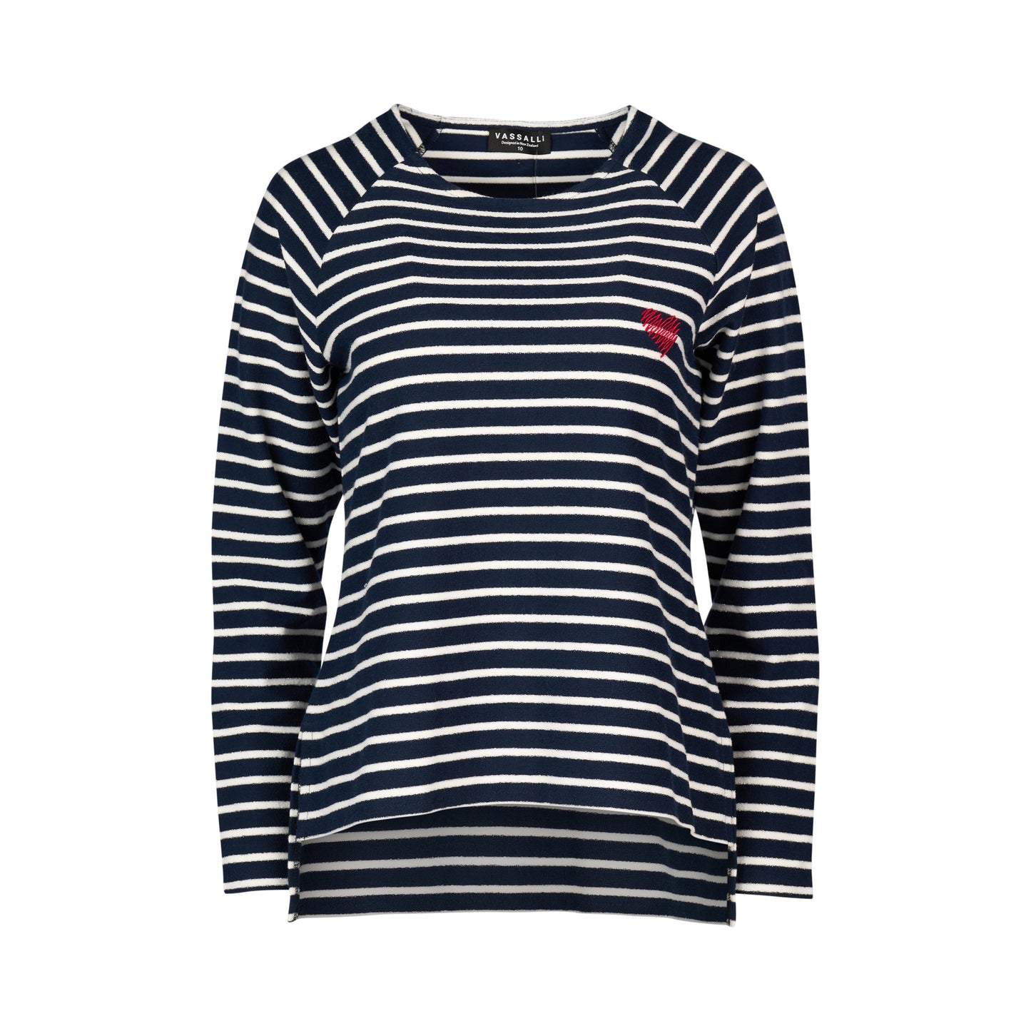 Vassalli - Round Neck L/S Top | Foil Stripe 4474