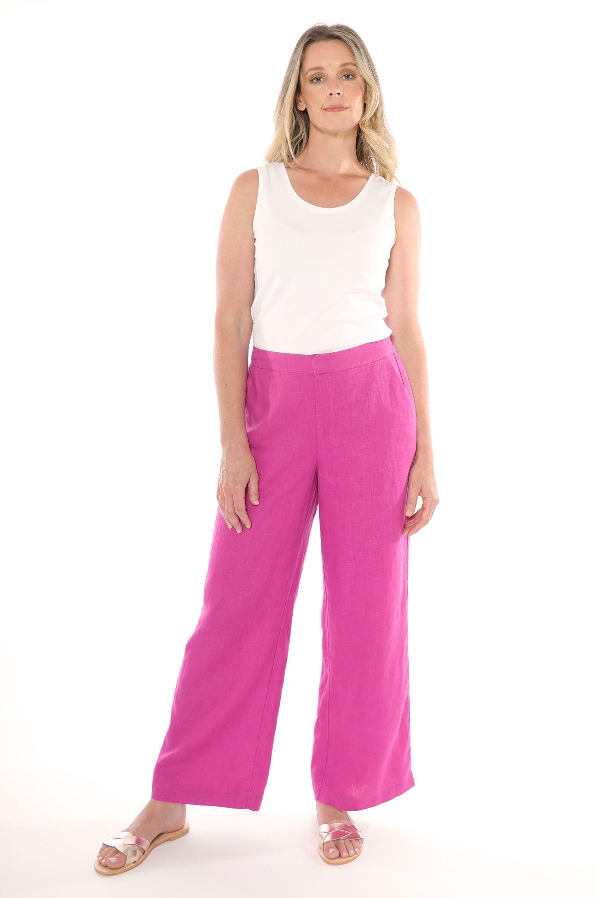 Jump - Fly Front Linen Pant Roseviolet | J7078A