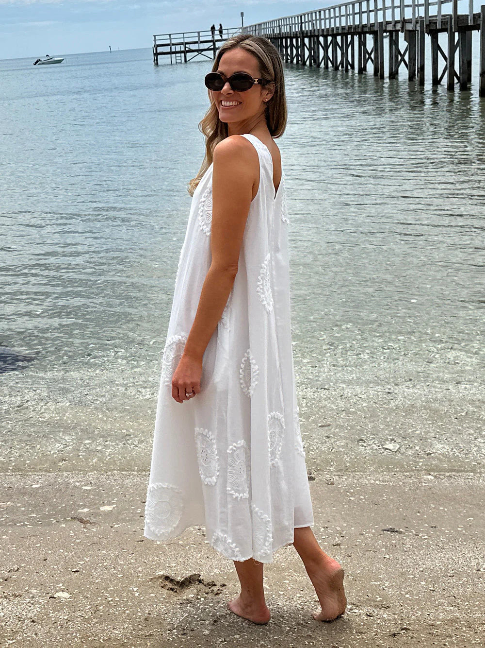 Hammock & Vine - Emanuella Sleeveless Dress White | 46196