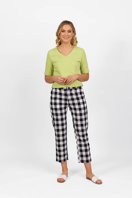 Vassalli - Slim Leg 7/8 Pant Rainbow Check | 5018
