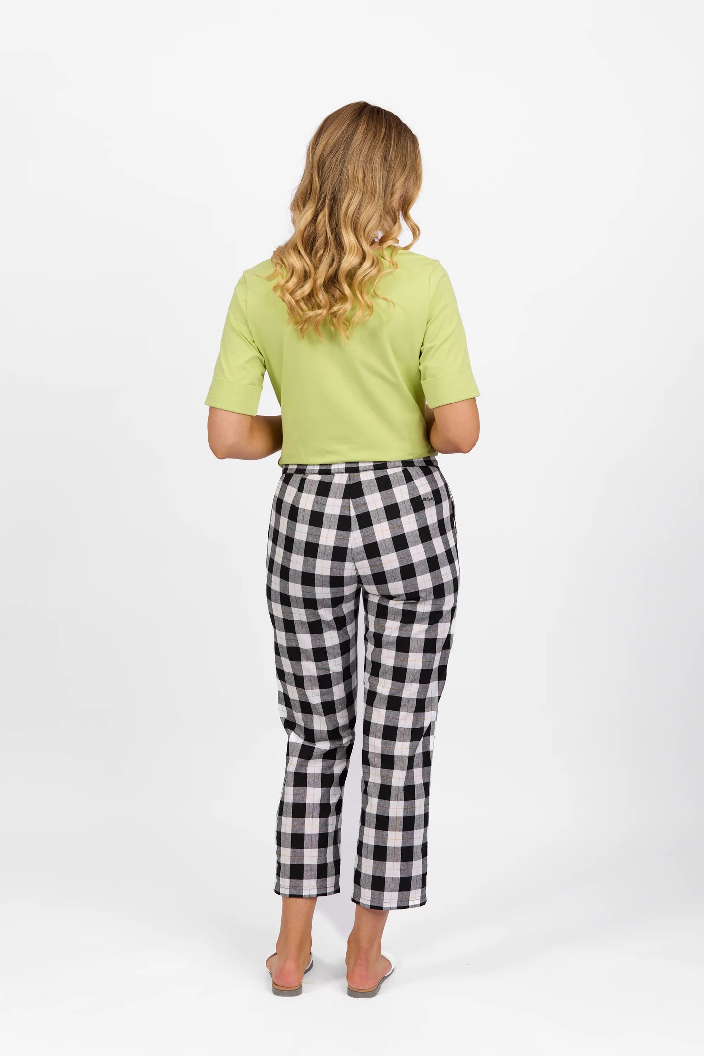 Vassalli - Slim Leg 7/8 Pant Rainbow Check | 5018