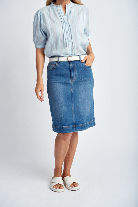 Goondiwindi Cotton - Denim Skirt Light Blue | G5250