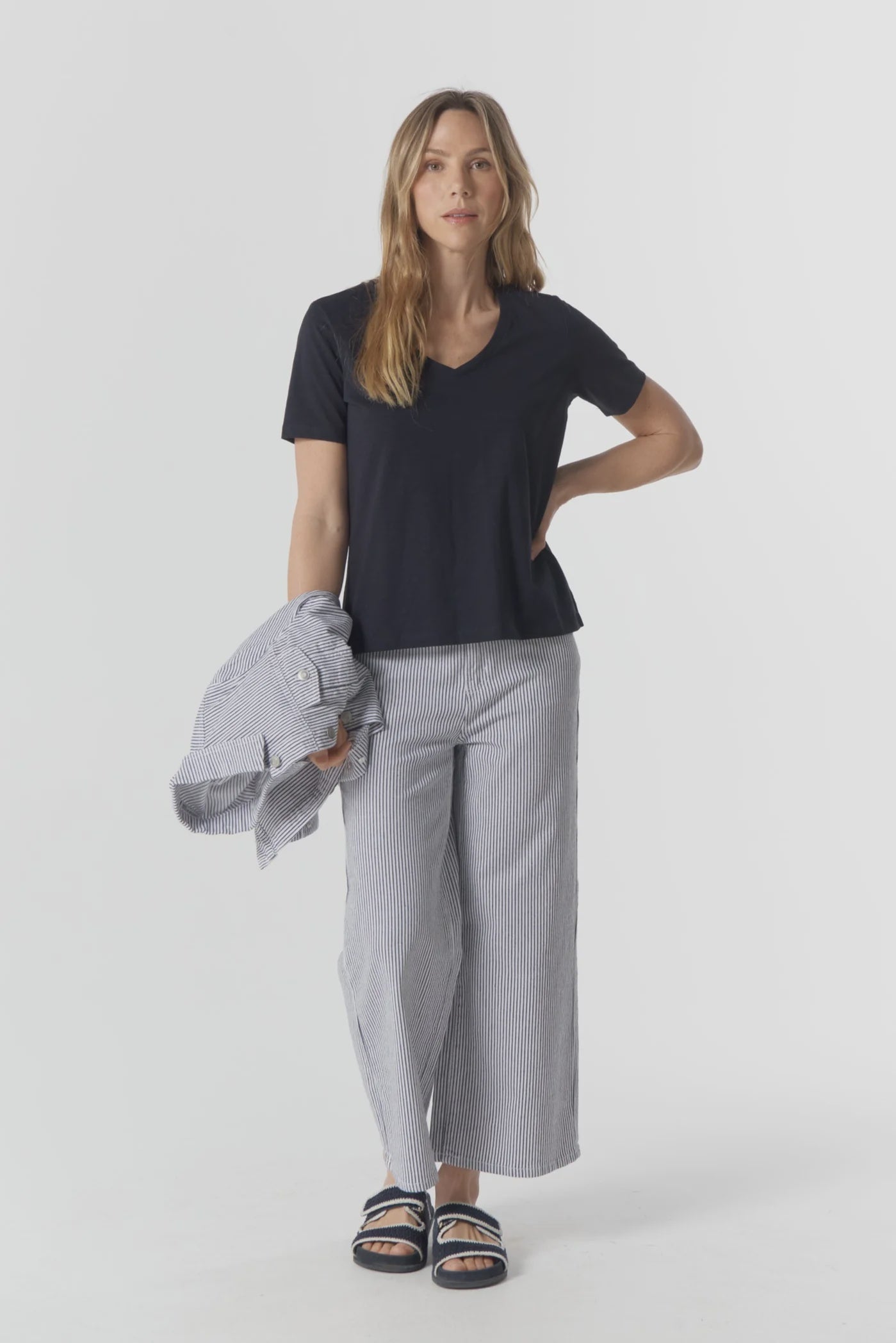 Goondiwindi Cotton - Ankle Wide Leg Stripe Jean G5268