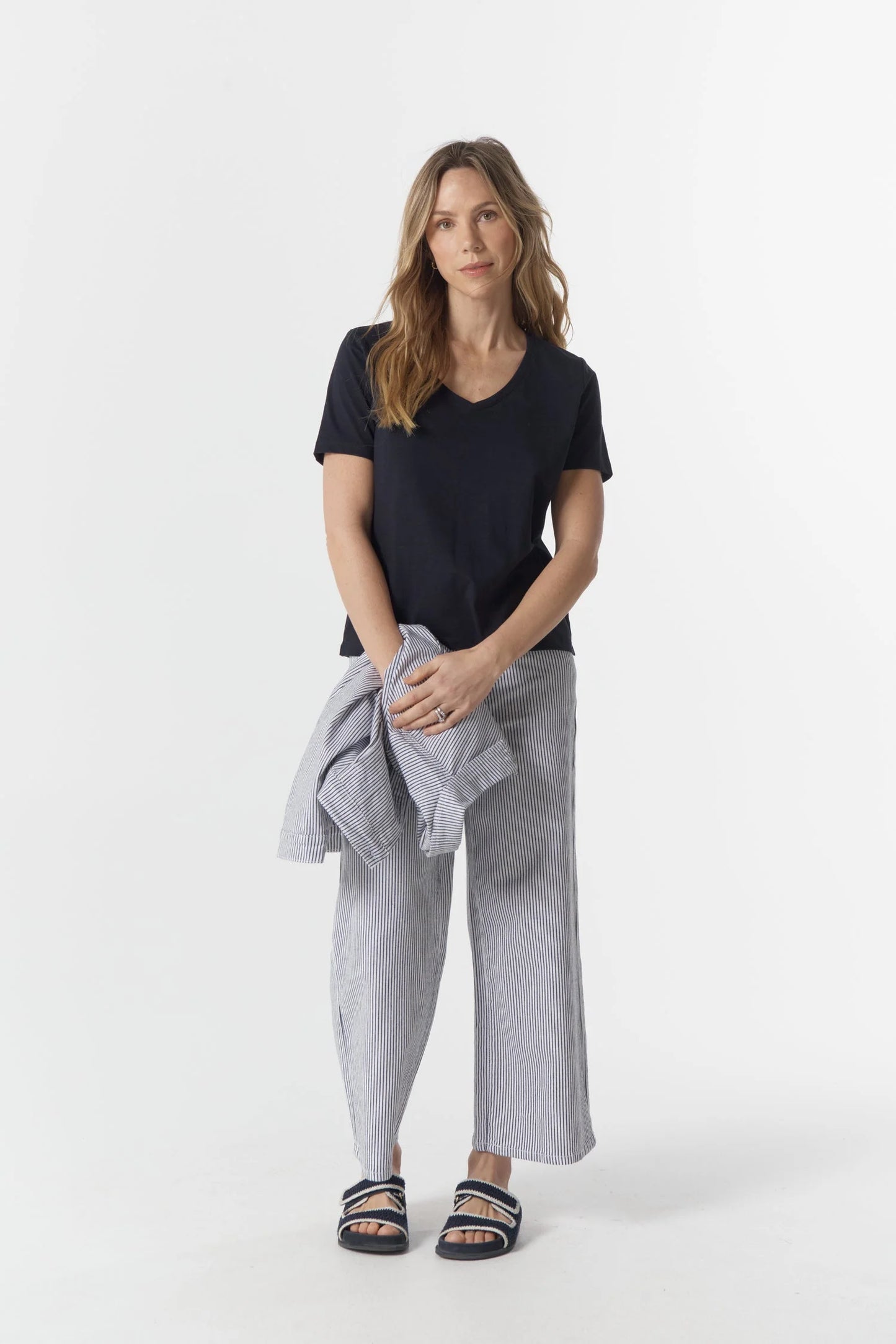 Goondiwindi Cotton - Ankle Wide Leg Stripe Jean G5268