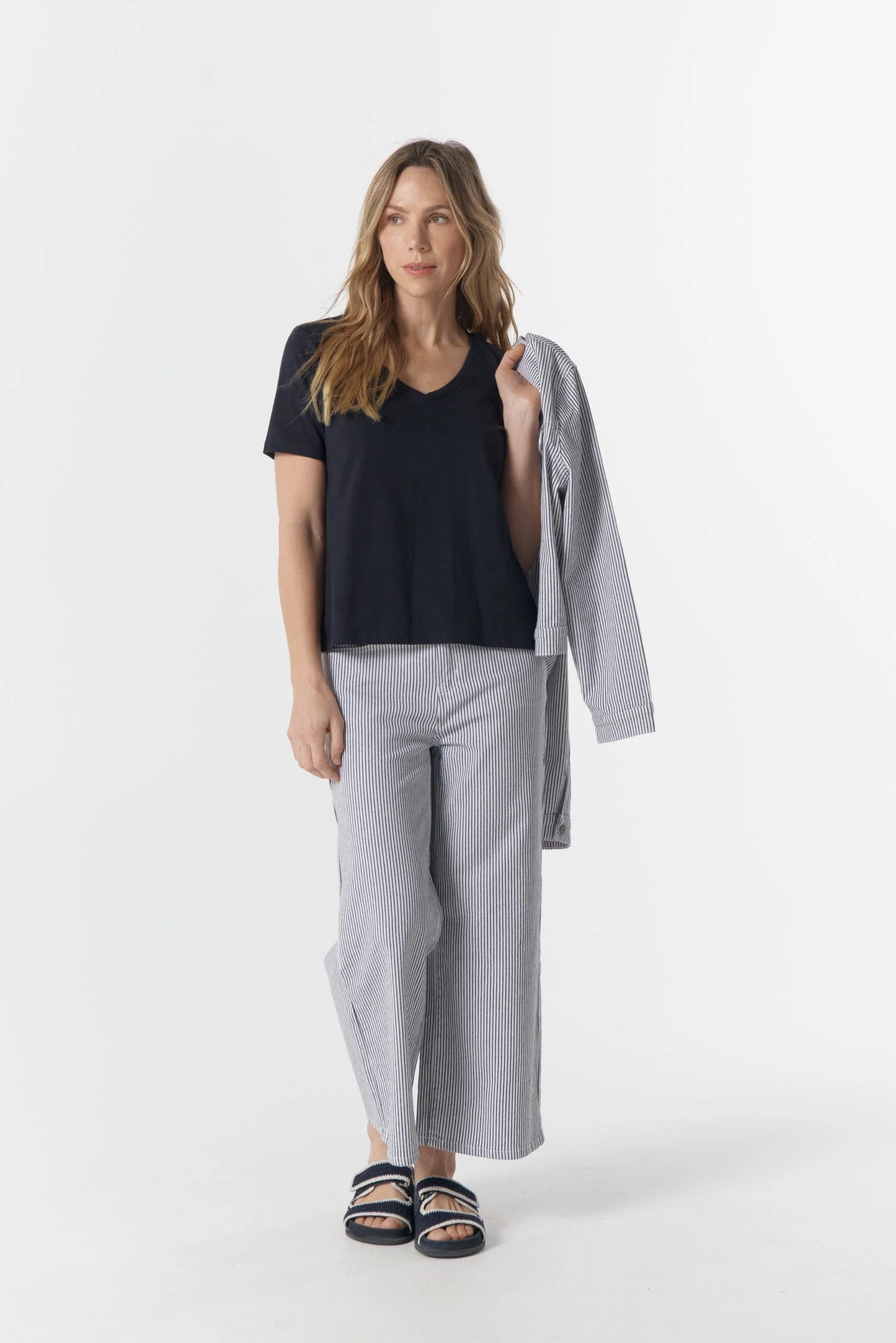 Goondiwindi Cotton - Ankle Wide Leg Stripe Jean G5268