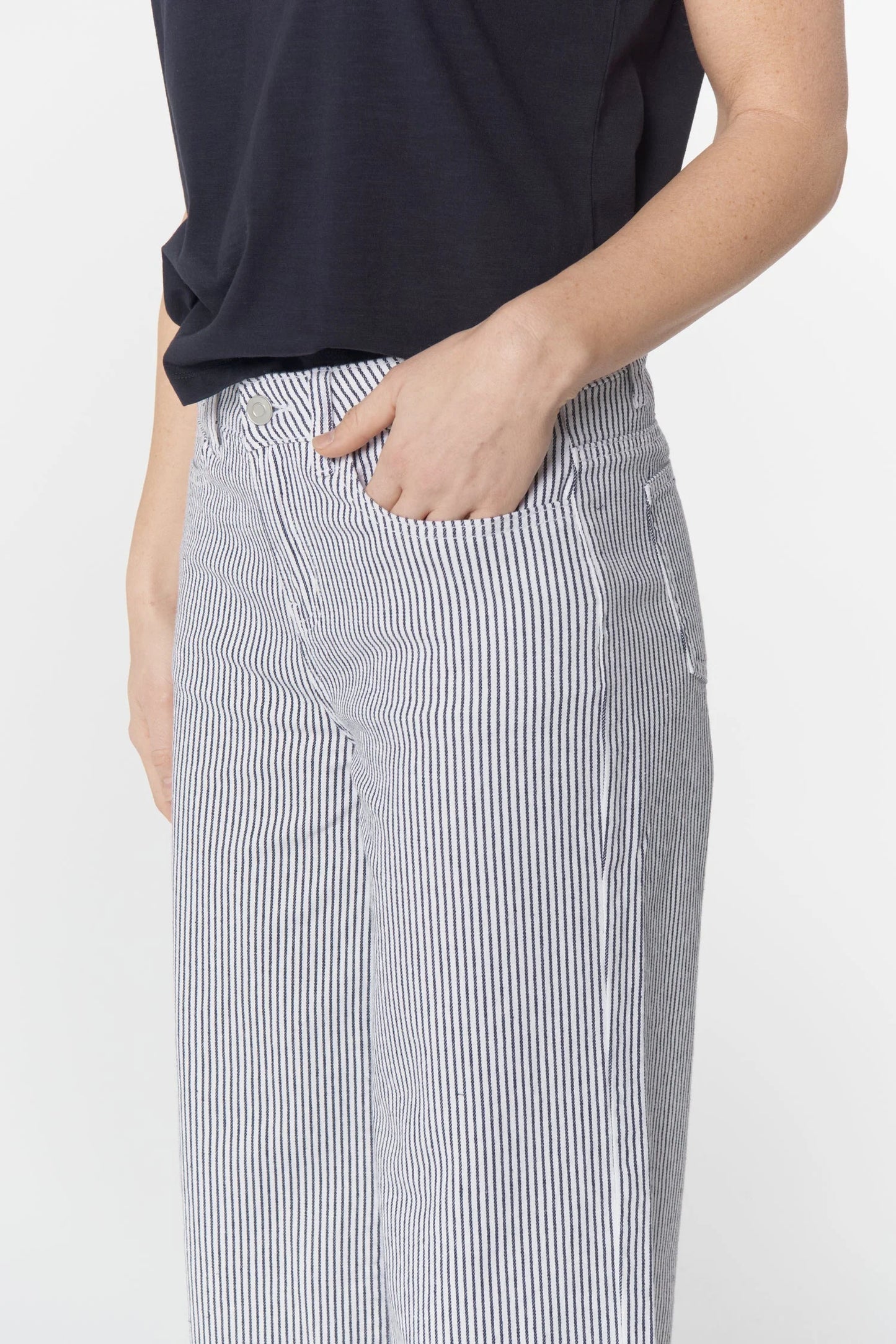 Goondiwindi Cotton - Ankle Wide Leg Stripe Jean G5268