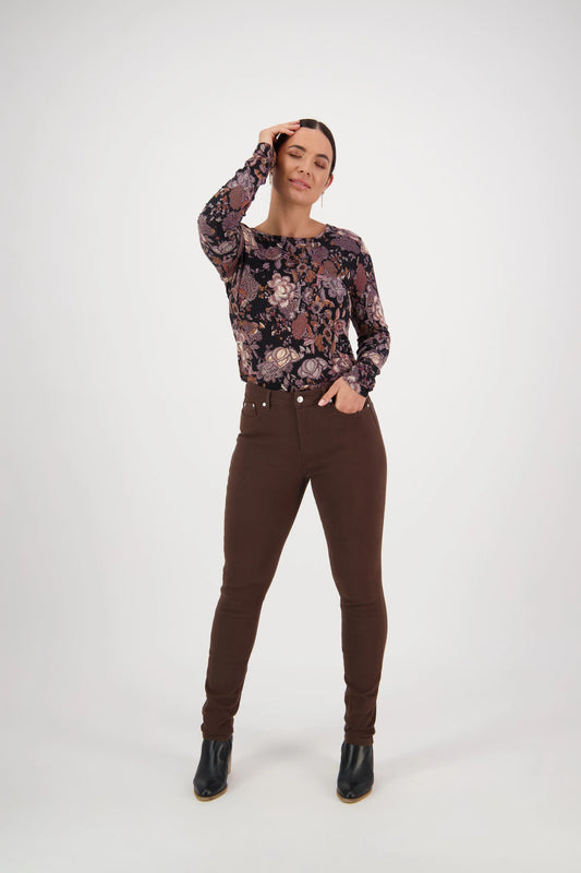 Vassalli - Skinny Leg F/L Jean Chocolate | V5535