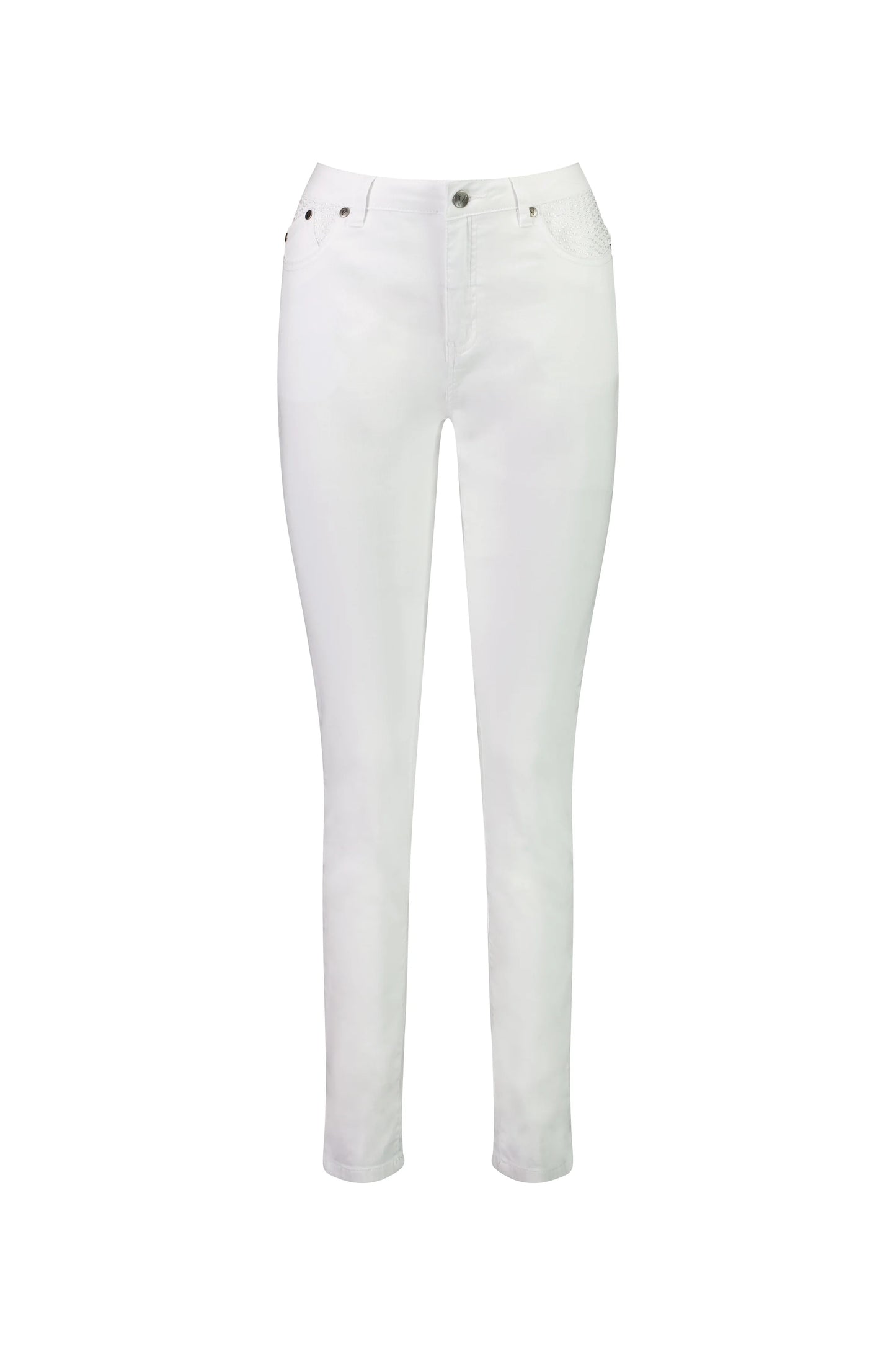 Vassalli - Skinny Leg Full Length Basket Weave Jean White | V5535