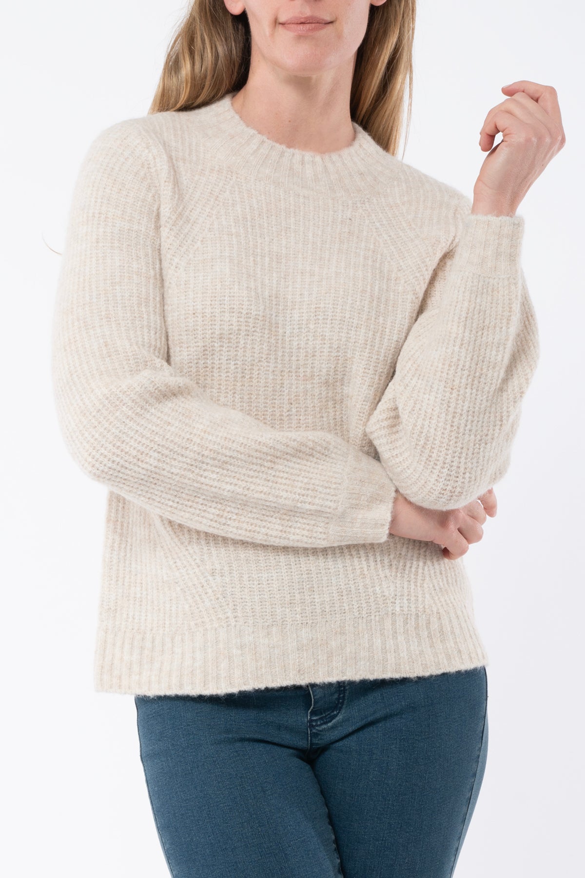 Jump - Mock Neck Rib Pullover Fawn | J1074A