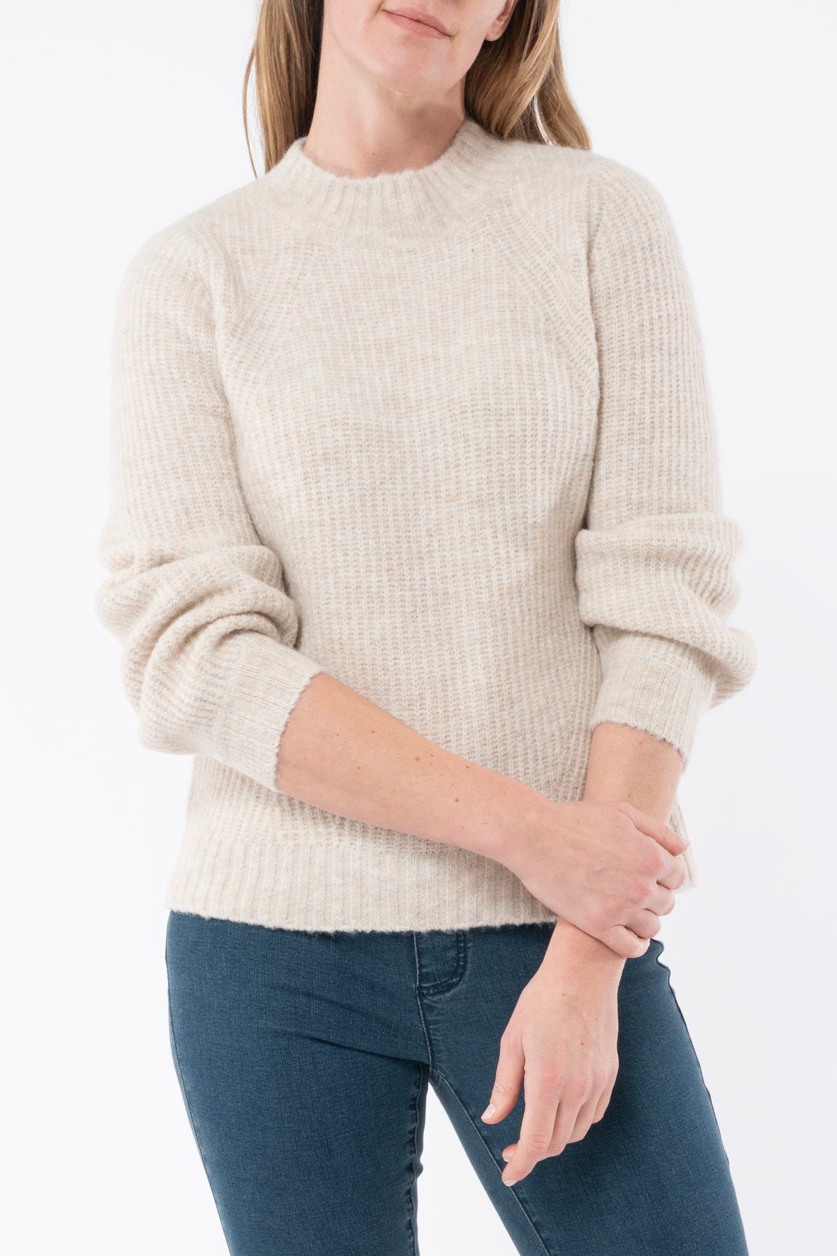 Jump - Mock Neck Rib Pullover Fawn | J1074A