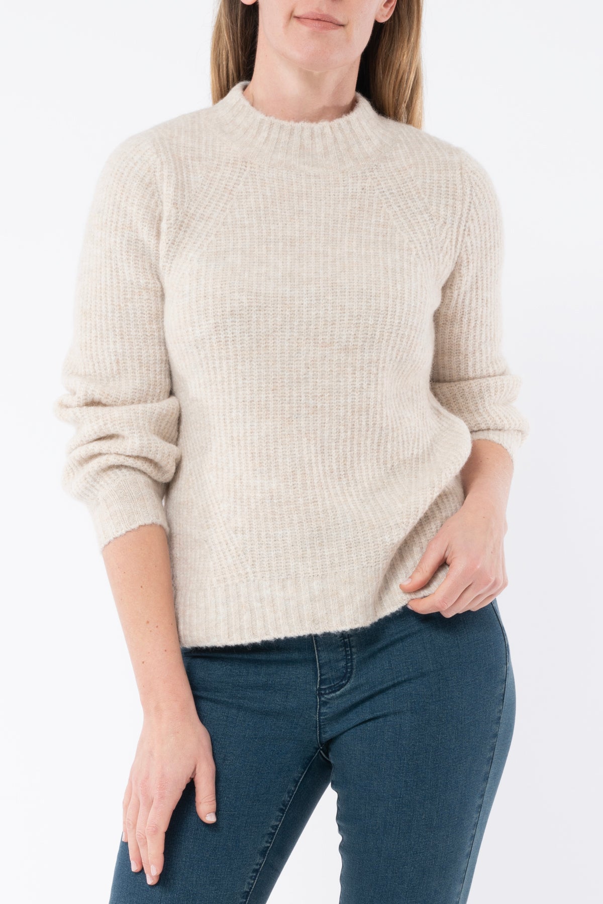 Jump - Mock Neck Rib Pullover Fawn | J1074A