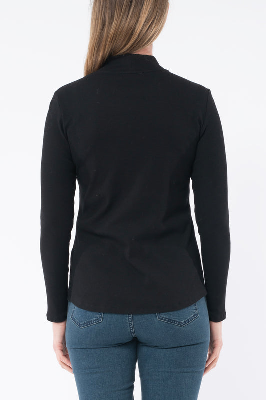 Jump - Rib Mock Neck L/S Tee Black | J2024A