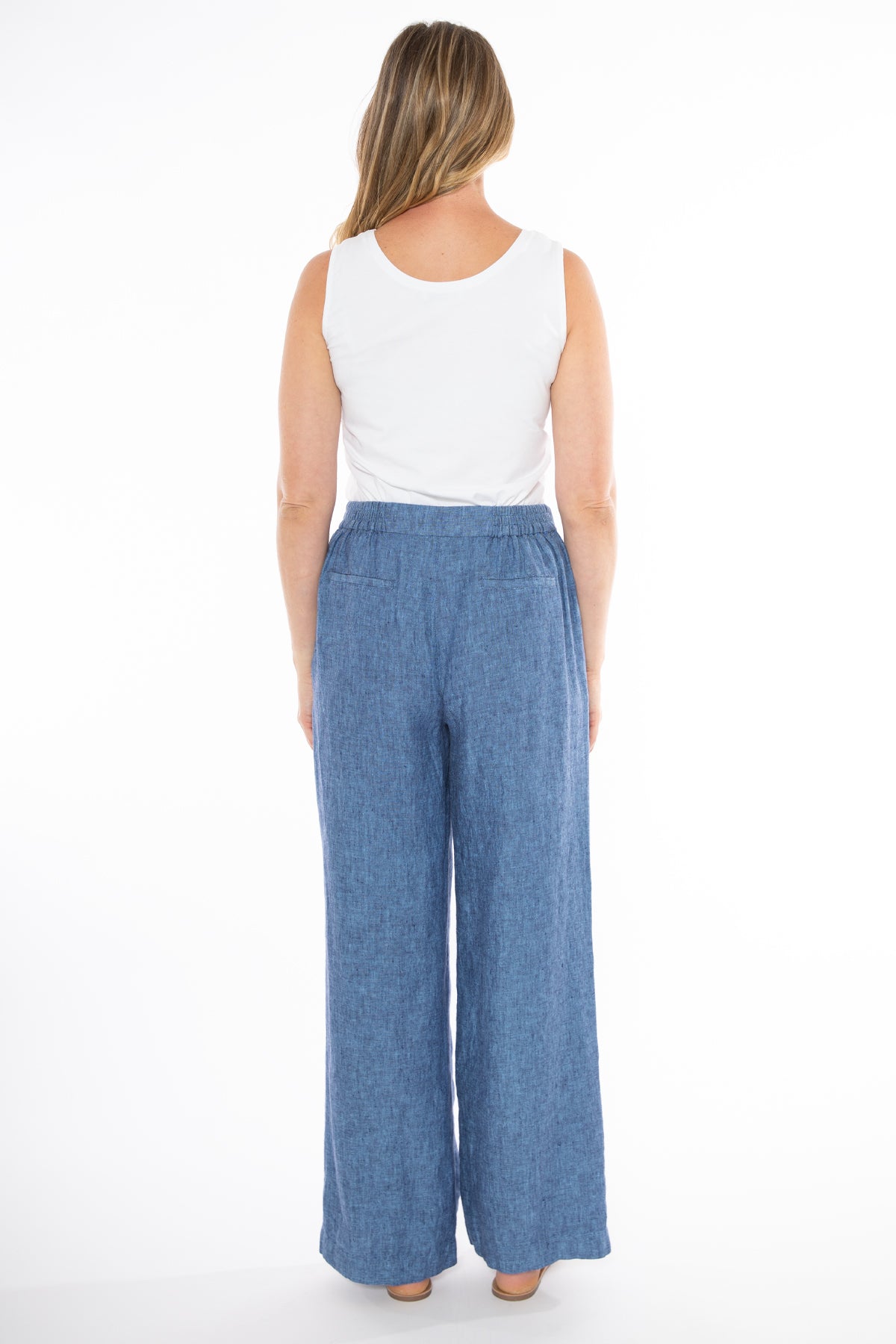 Jump - Fly Front Linen Pant Chambray | J7078A