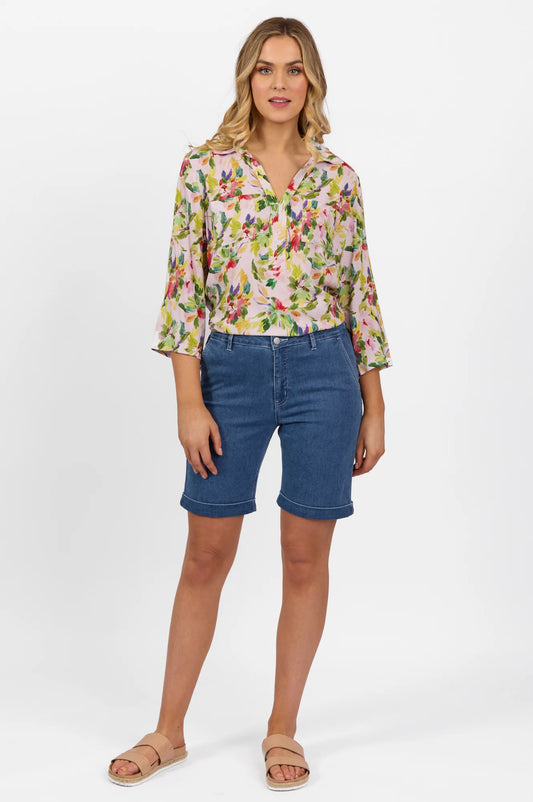 Vassalli - Above The Knee Denim Short - Blue Hue 5775A