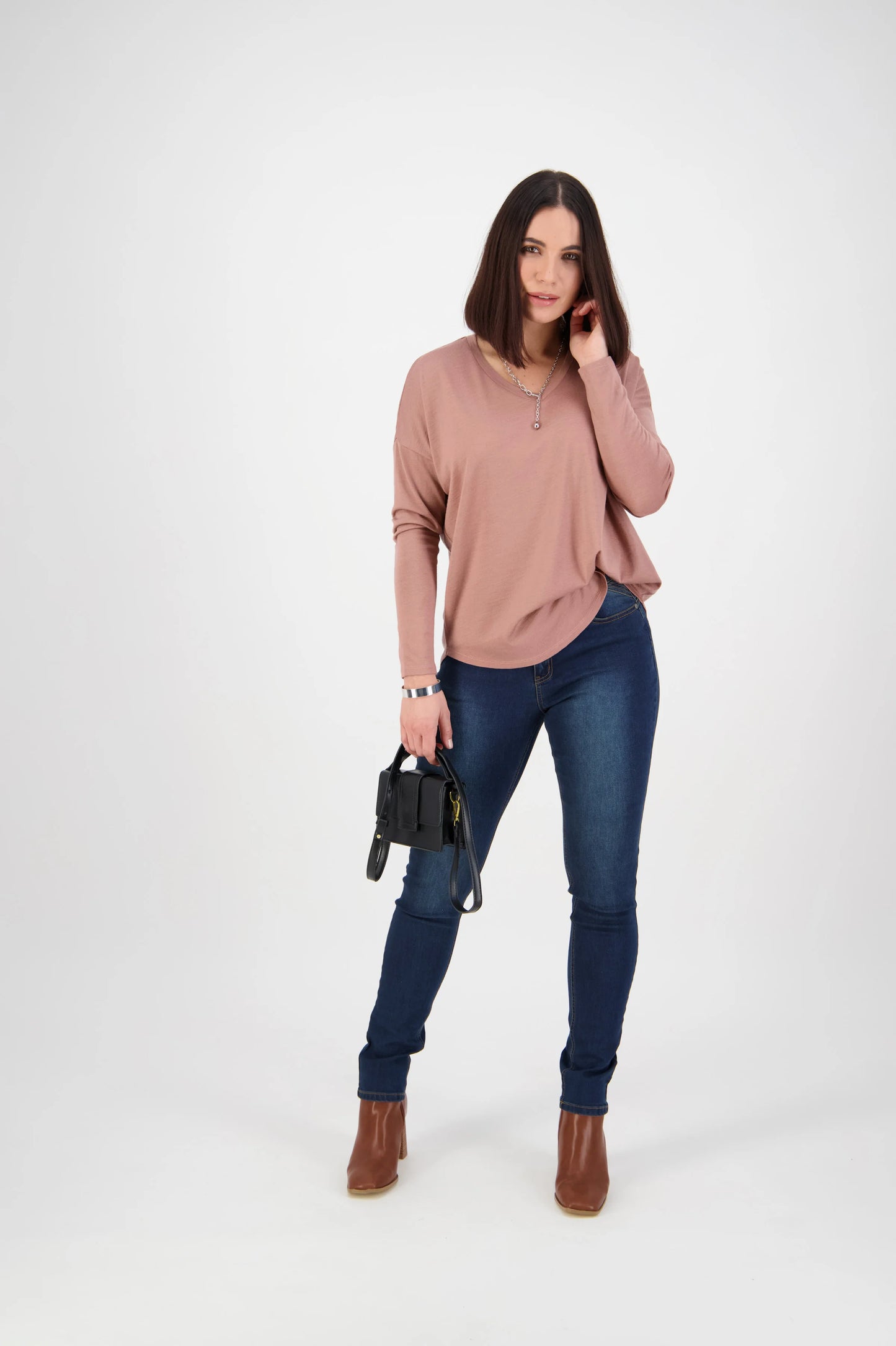 Vassalli - Skinny Leg Full Length Jean Deep Blue | V5889