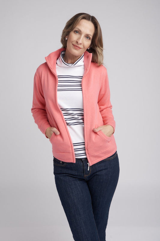 Goondiwindi Cotton - Zip Knit Cardigan Flamingo | G7037M