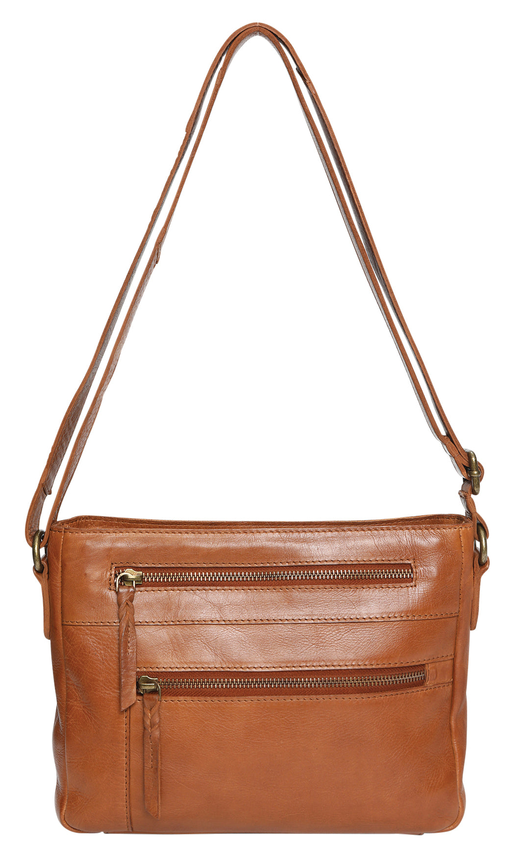 Modapelle - Vintage Leather Crossbody Bag / 7846 TAN