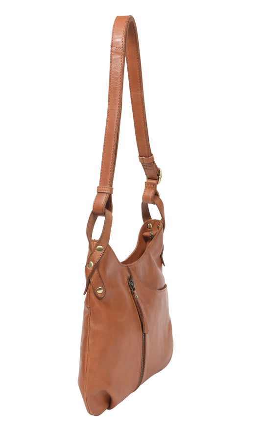 Modapelle - Vintage Leather Cross Body Bag 7883TAN