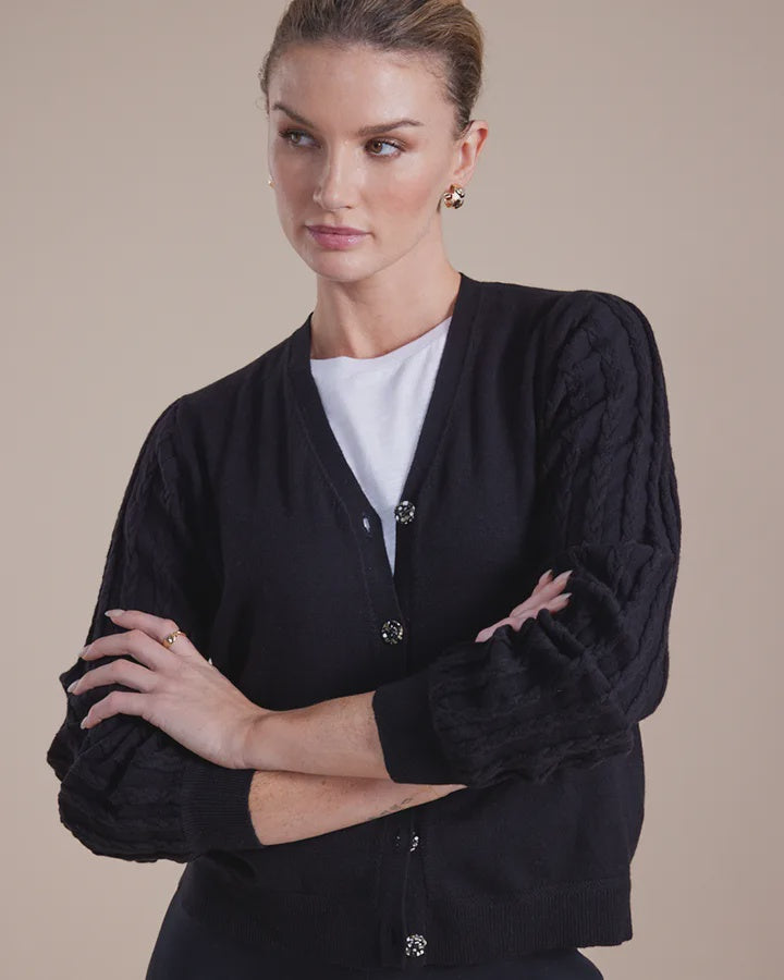 Marco Polo - Cable Slv Cardi Black | YTMW43533