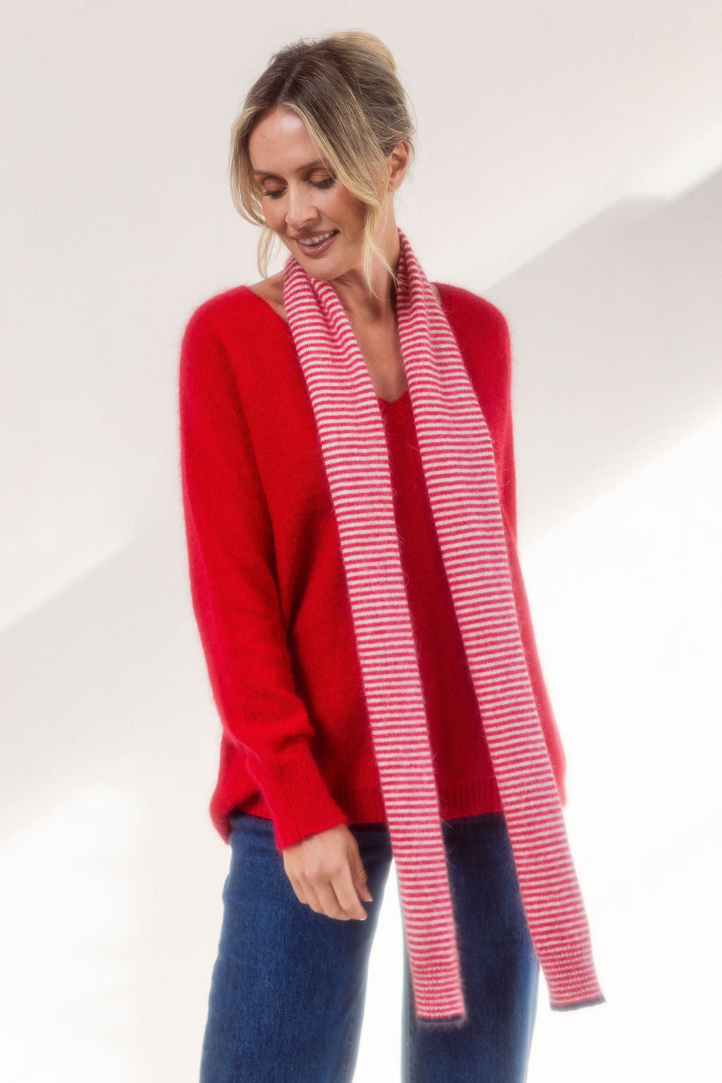 See Saw - Angora/Nylon Blend Stripe Scarf / SS742