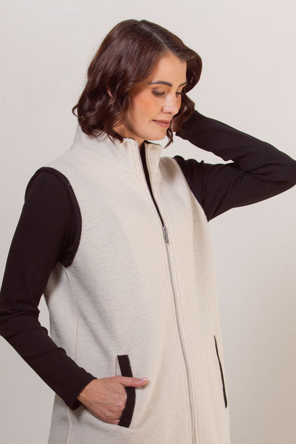 See Saw - 100% Boiled Wool Zip Vest SS606C