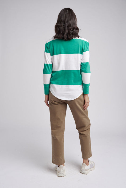 Cloth Paper Scissors - Stripe Crew Neck Tee Green/White | C1371