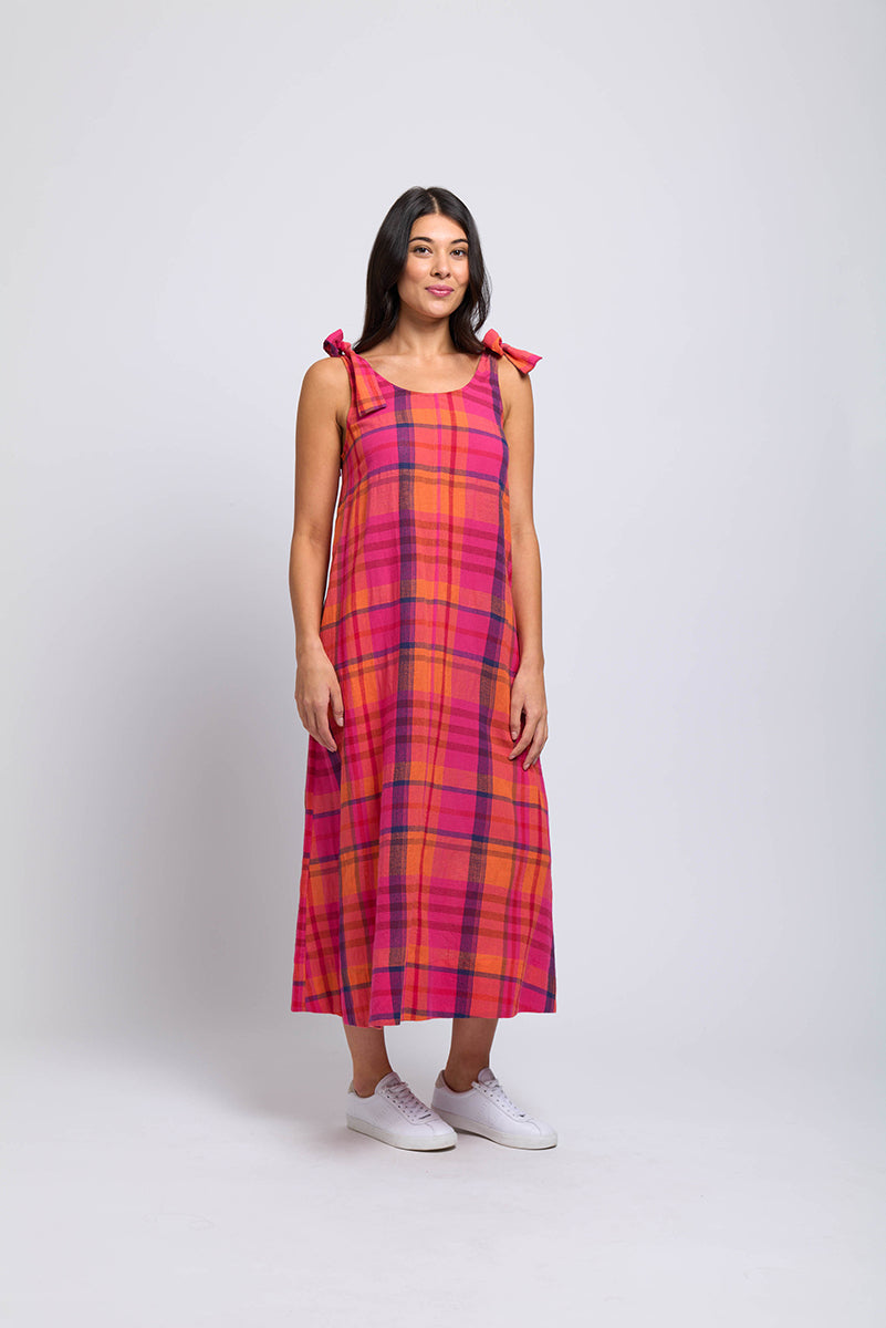 Foil - Bali Tie Dress | Pink Check FO7828