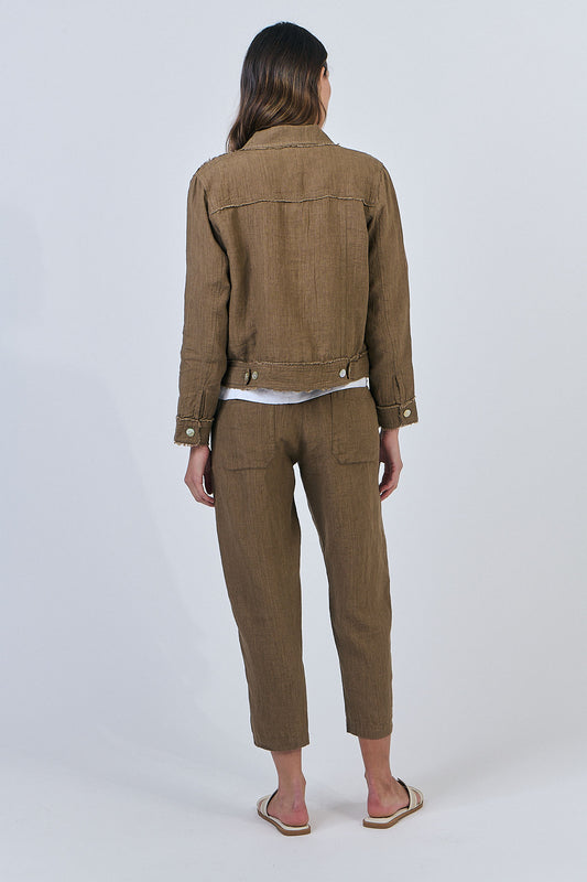 Naturals – Linen Cropped Straight-Leg Pants / Tobacco GA619