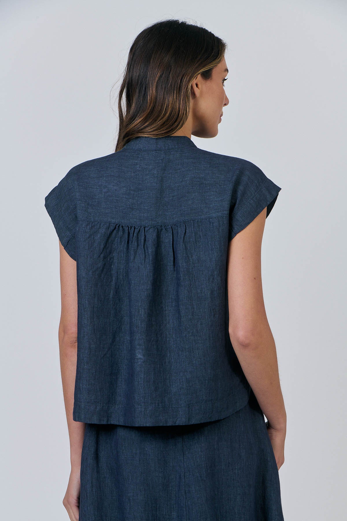 Naturals - Band Collar Linen Shirt GA429