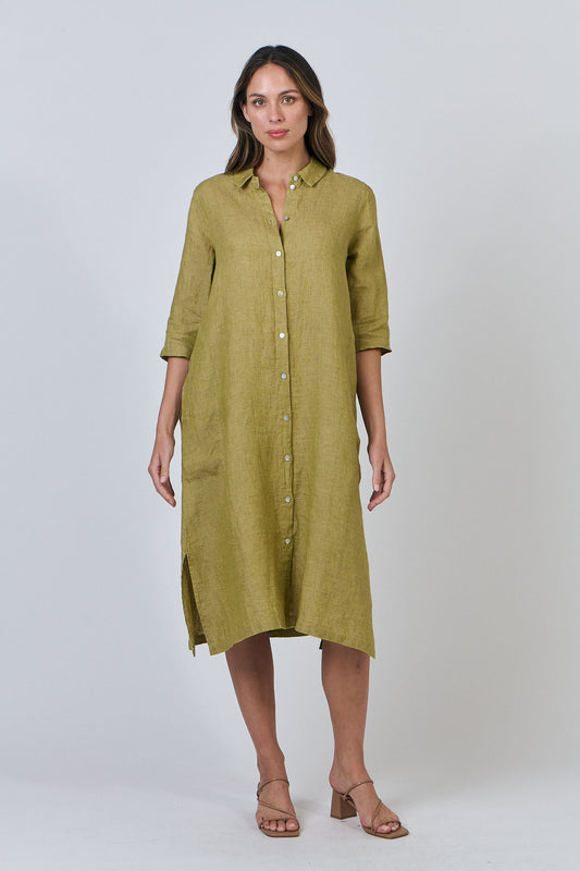 Naturals - Linen Shirt Midi Dress GA442