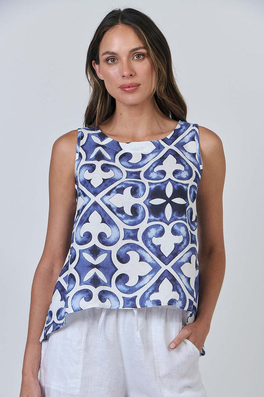 Naturals - Sleeveless Linen Top GA506