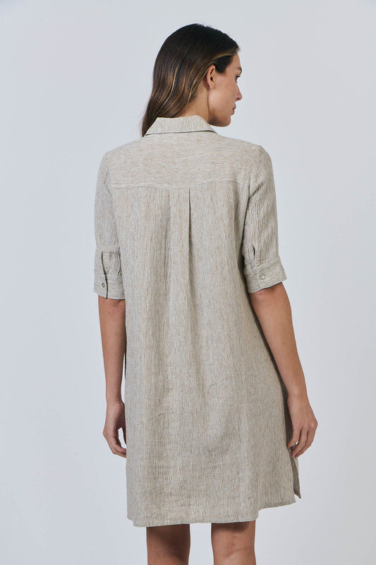 Naturals - Linen Collared Midi Dress / GA513