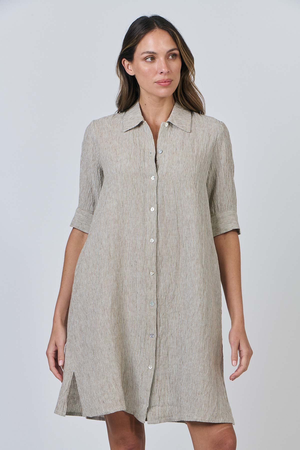 Naturals - Linen Collared Midi Dress / GA513